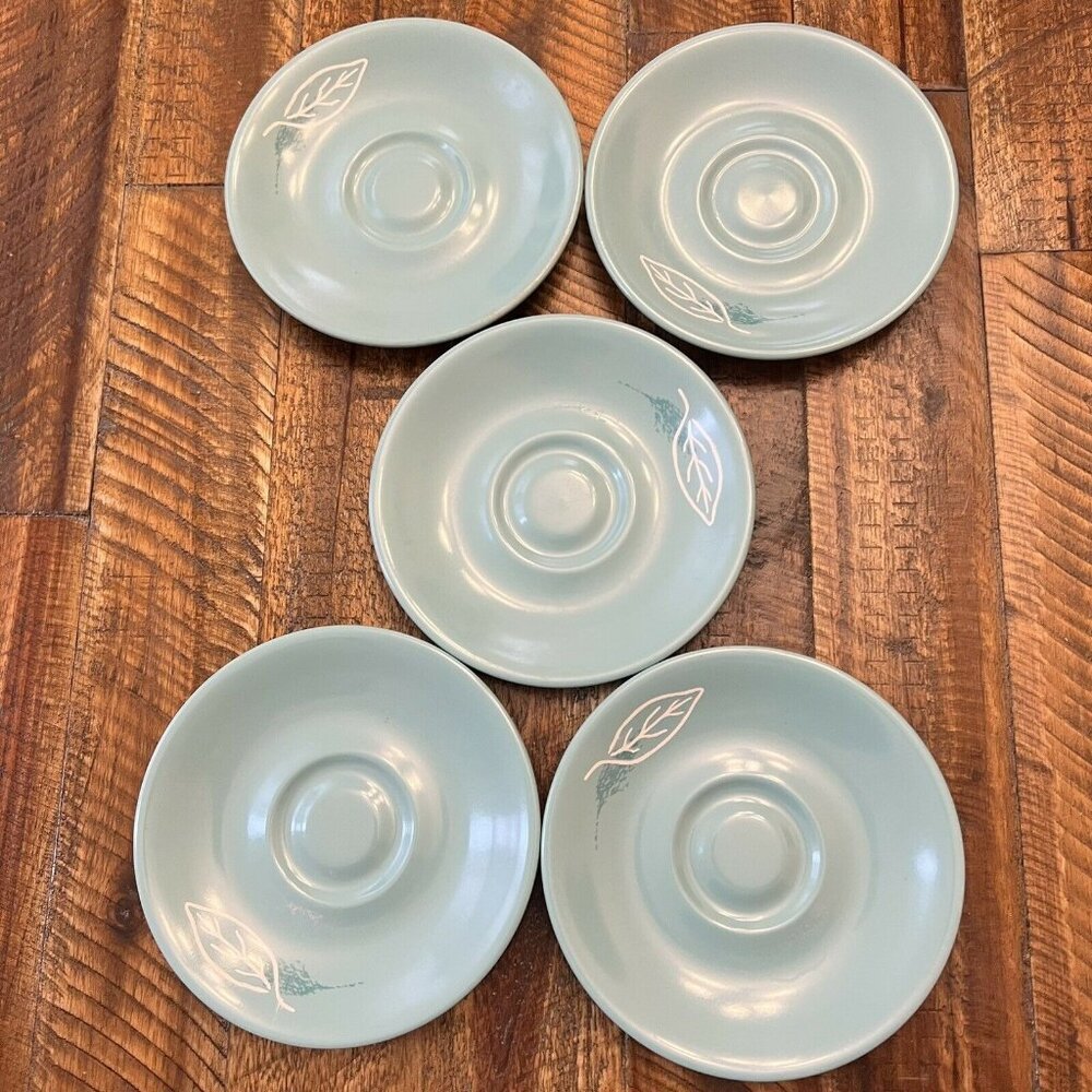 Russel Wright Home Decorators Ranchland Leaf Meladur Saucers Vintage Set Of 5